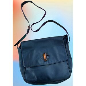 Desmo Italy for Neiman Marcus Black Leather With Amber Resin Turn Clasp